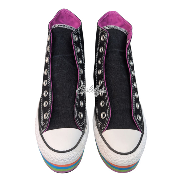 Converse 2013 CT Platform EVA High Top Striped Rainbow Sole Sneaker Womens 8.5 - Picture 8 of 10